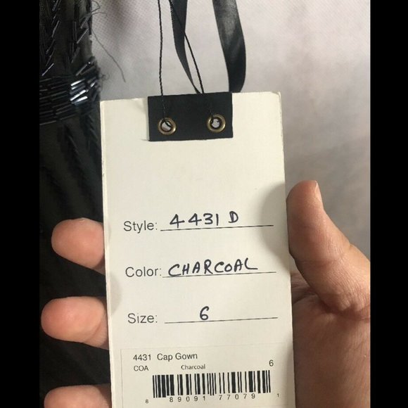 NWT $598 Mac Duggal Beaded Mesh Gown‎ IN Color Charcoal [SZ 6 ] - Picture 10 of 10